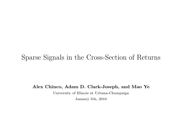 sparse signals in the cross section of returns