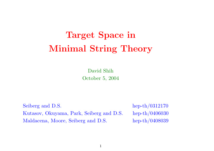 target space in minimal string theory