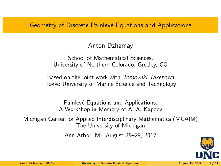 geometry of discrete painlev e equations and applications