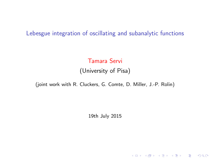 lebesgue integration of oscillating and subanalytic