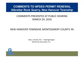 COMMENTS PRESENTED AT PUBLIC HEARING  MARCH 29, 2016  NEW HANOVER TOWNSHIP, MONTGOMERY COUNTY, PA