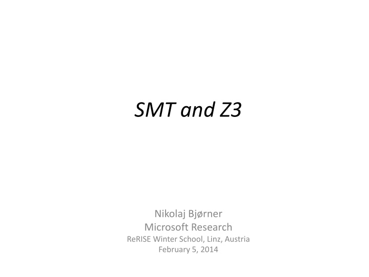 smt and z3