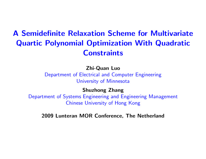 a semidefinite relaxation scheme for multivariate quartic