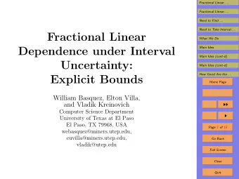 Fractional Linear  What We Do  Dependence under Interval  Main Idea  Main Idea (cont-d)
