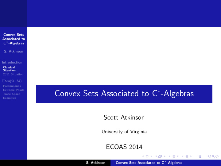 convex sets associated to c algebras