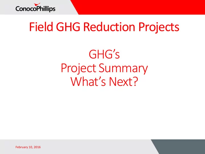 field ghg reduction projects
