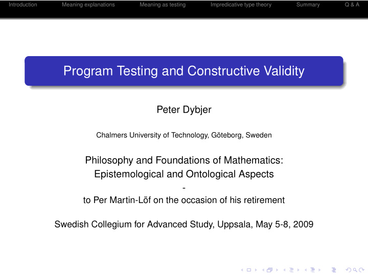 program testing and constructive validity