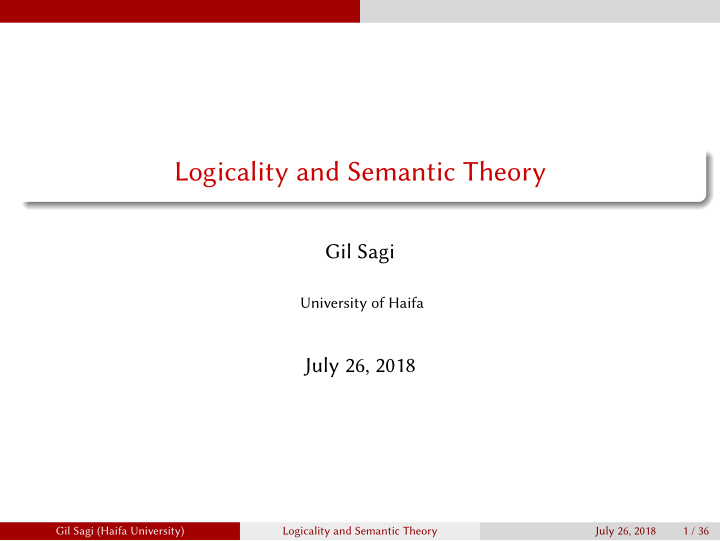 logicality and semantic theory