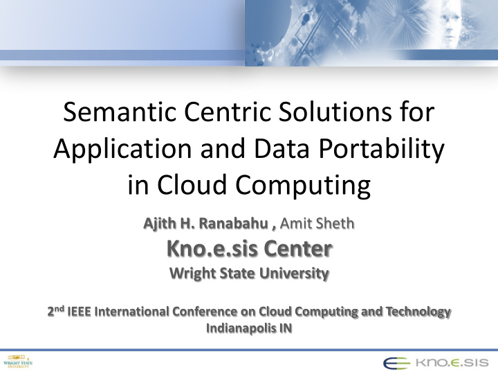 semantic centric solutions for application and data
