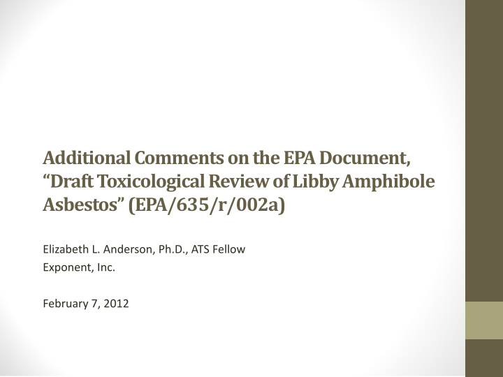 additional comments on the epa document draft