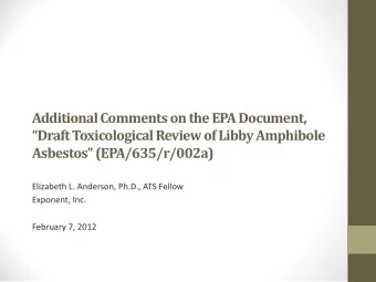 Additional Comments on the EPA Document,  Draft Toxicological Review of Libby Amphibole