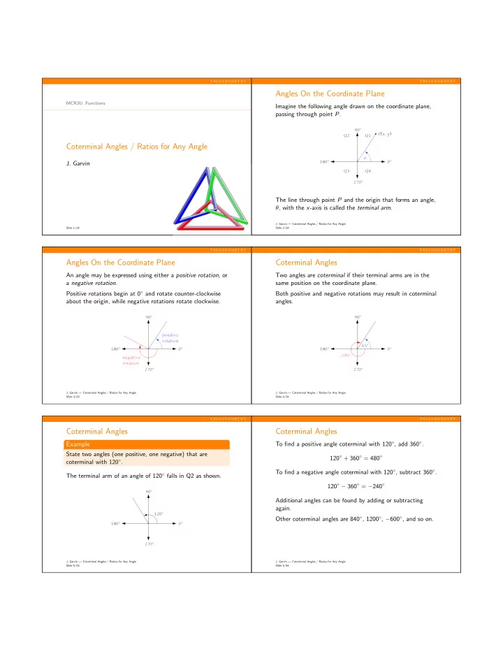 angles on the coordinate plane