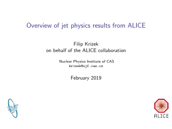 Overview of jet physics results from ALICE  Filip Krizek  on behalf of the ALICE collaboration