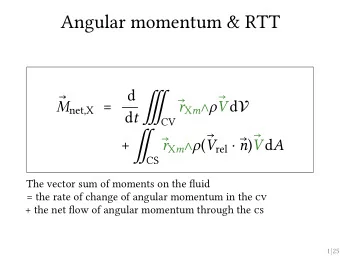 Angular momentum &amp; RTT   r X m  M net , X =   d t  CV  d V d  r X m