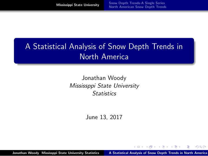 a statistical analysis of snow depth trends in north