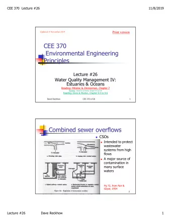 CEE 370  Environmental Engineering  Principles  Lecture #26  Water Quality Management IV: