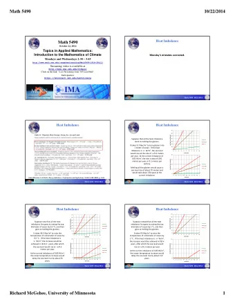 Math 5490  10/22/2014  Heat Imbalance  Math 5490  October 22, 2014  Topics in Applied Mathematics: