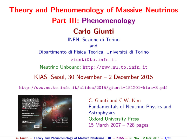 theory and phenomenology of massive neutrinos part iii
