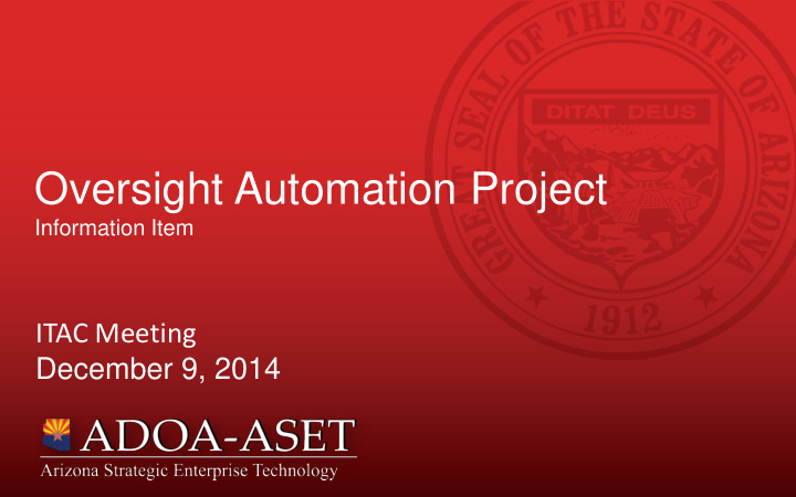 oversight automation project