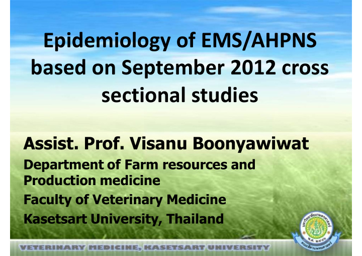 epidemiology of ems ahpns based on september 2012 cross