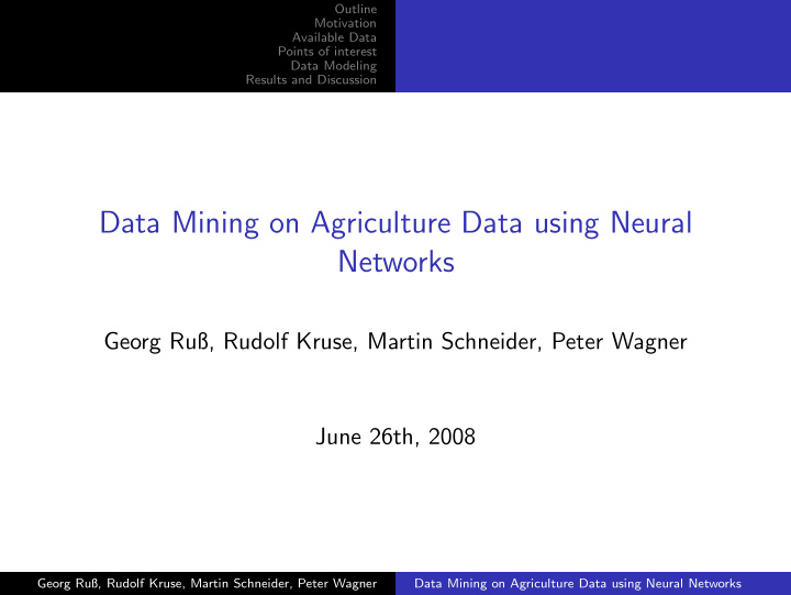data mining on agriculture data using neural networks