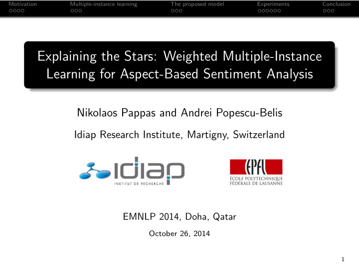 explaining the stars weighted multiple instance learning
