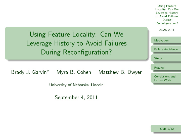 using feature locality can we