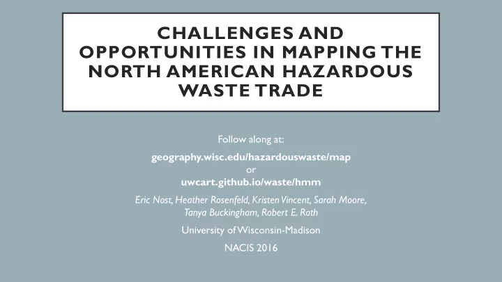 opportunities in mapping the