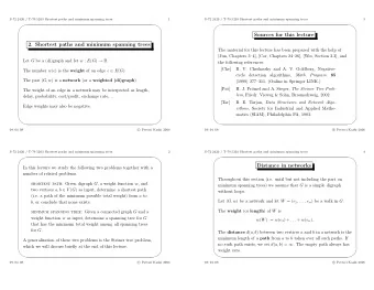 Sources for this lecture  2. Shortest paths and minimum spanning trees  The material for this