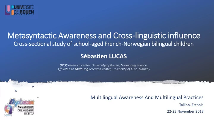 metasyntactic awareness and cross linguistic in infl