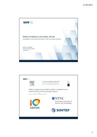 11.05.2017  Safety compliance and safety climate  A repeated cross-sectional study in the oil and