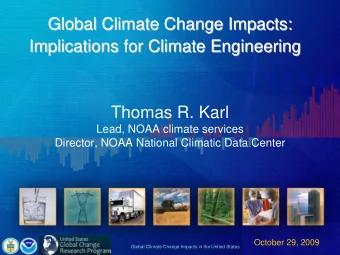 Global Climate Change Impacts:  Global Climate Change Impacts:  Implications for Climate