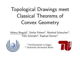 Topological Drawings meet  Classical Theorems of  Convex Geometry Helena Bergold 1 , Stefan Felsner
