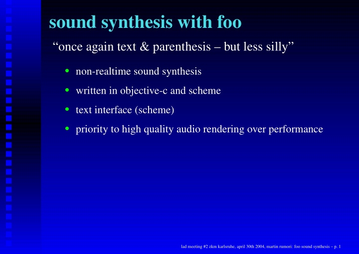sound synthesis with foo