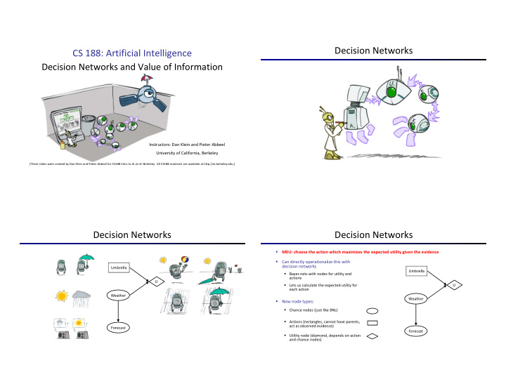 decision networks cs 188 artificial intelligence