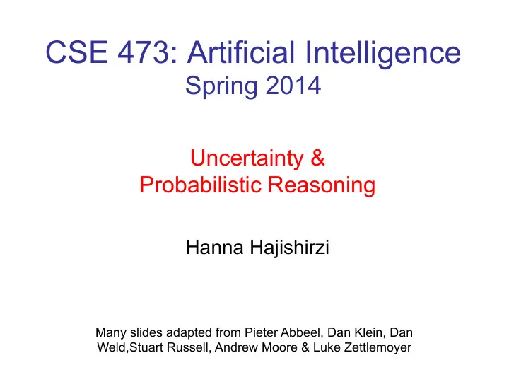 cse 473 artificial intelligence