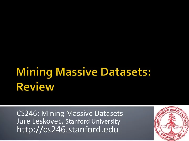 http cs246 stanford edu overlaps with machine learning