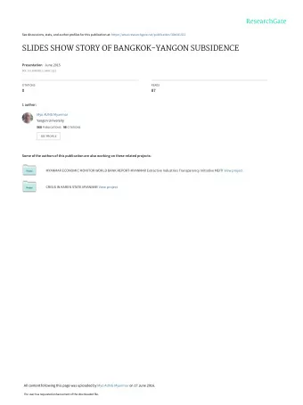 SLIDES SHOW STORY OF BANGKOK-YANGON SUBSIDENCE Presentation  June 2015  DOI: