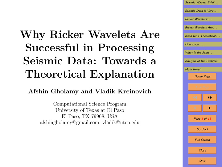 why ricker wavelets are