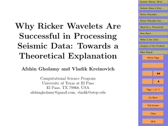 Why Ricker Wavelets Are  Need for a Theoretical . . .  Successful in Processing  How Each . . .