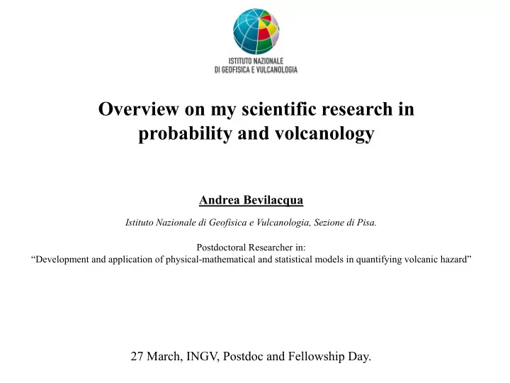 overview on my scientific research in probability and