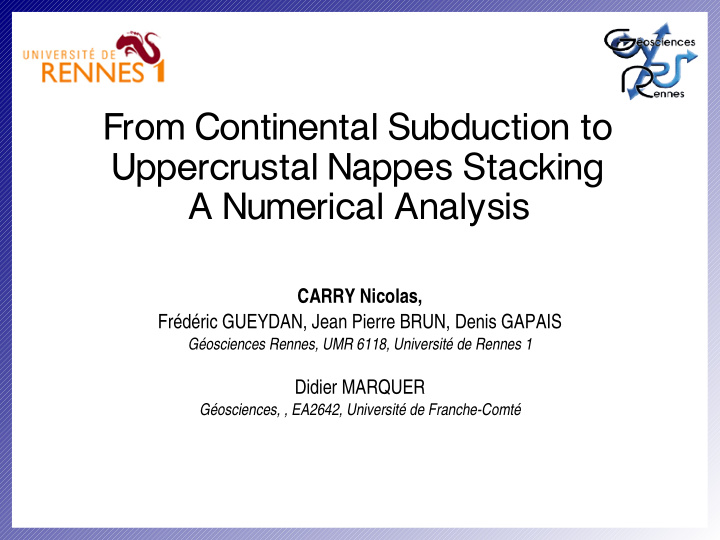 from continental subduction to uppercrustal nappes