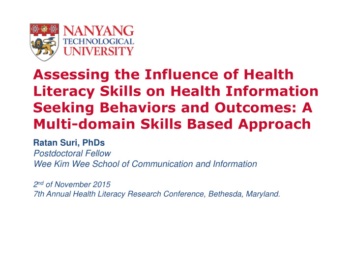 assessing the influence of health literacy skills on