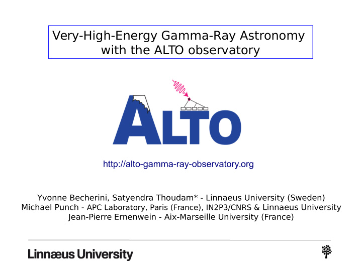 very high energy gamma ray astronomy with the alto