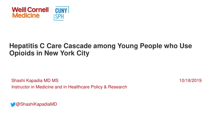 hepatitis c care cascade among young people who use