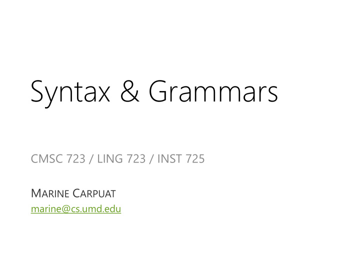 syntax grammars