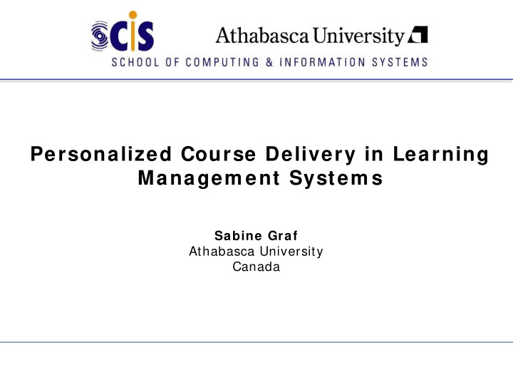 personalized course delivery in learning managem ent