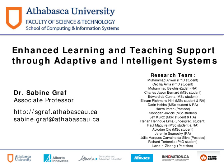 enhanced learning and teaching support through adaptive