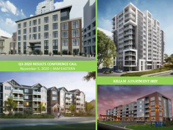 Q3-2020 RESULTS CONFERENCE CALL  November 5, 2020 | 9AM EASTERN  KIL  L  AM APART  ME  NT  RE  IT