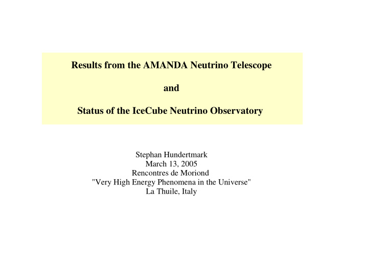 results from the amanda neutrino telescope and status of